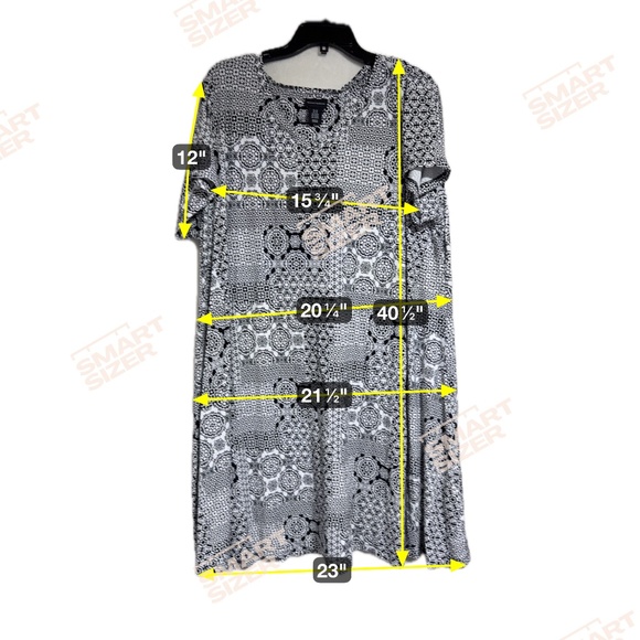 Mercer & Madison Women's  3X Dress Black White Shift Dress Tunic Top - Geometric - Picture 5 of 9